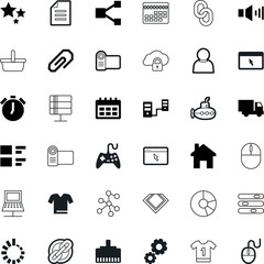 web vector icon set such as: gears, alarm, retail, leisure, war, musical, friendship, construction, service, load, menu, pc, plug, machinery, cog, engineering, army, dialog, boat, buy, star, military