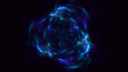 3D rendering abstract blue fractal light background