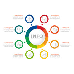 Infographic circle element template can be used for workflow layout, diagram, number options, web design. Infographic business concept with 8 option, parts, steps or processes. 