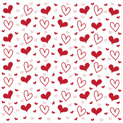 Hand drawn mini heart shape red color.Seamless pattern isolated on white bankground.Desing for element of valentine day ,Print ,Wrapping paper ,Love/wedding card ,Screen wallpaper.Vector.Illustration.