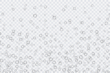 Air bubbles, oxygen, champagne crystal clear, isolated on a transparent background of modern design. Vector illustration of EPS 10.