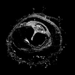 Water splashing isolated over a black background.