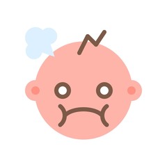 Angry baby flat style icon, vector illustration