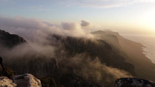 Clouds Rolling over the Mountains in Capetown, South Africa