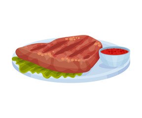 Traditional Mexican Food Served on Plate Vector Illustration