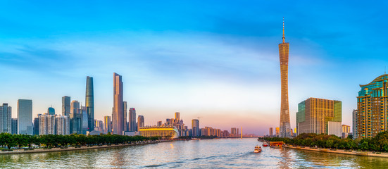 Naklejka premium Guangzhou City Modern Architecture Landscape Skyline