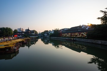 Scenery of Confucius Temple by Qinhuai River in Nanjing City