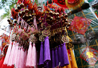ornaments to decor for springtime sale at decorate store, Binh Tay market