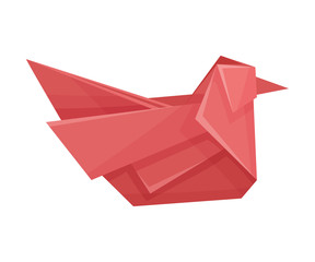 Origami Paper Sitting Bird Vector Illustration. Made of Paper Polygonal Shaped Figure