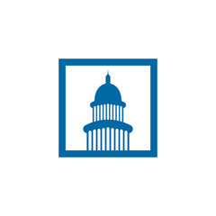Capitol building landmark logo design vector template