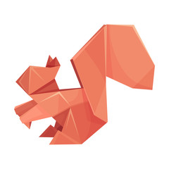 Squirrel Origami Figure Vector Illustration. Art of Paper Folding Concept
