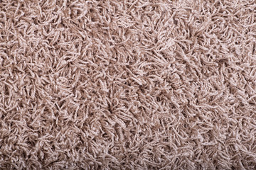 Carpet covering background. Pattern and texture of light brown carpet. Copy space.
