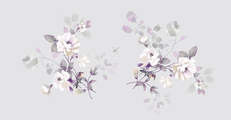 Flower,Watercolor flowers， suitable for wallpaper design