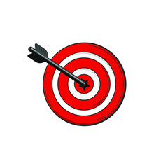 Target with arrow. Cartoon style.