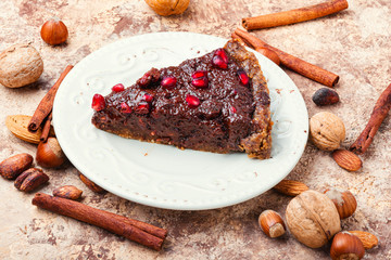 Chocolate cake with pomegranate