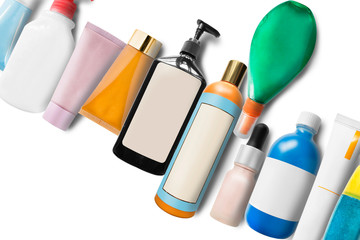 Group of cosmetic bottles