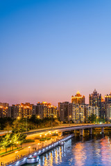 Obraz premium Guangzhou city night and architectural landscape skyline