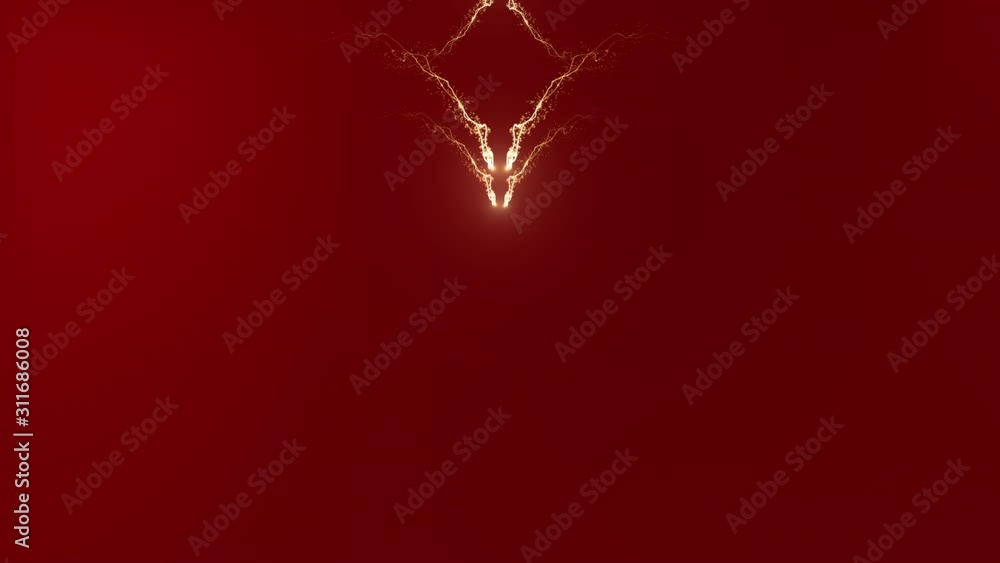 Poster happy valentines day with golden heart shape particle on red background. holiday and event concept. 
