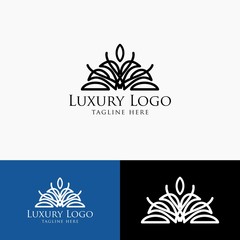 Fototapeta na wymiar Luxury logo template. Vintage badge frame flourishes. Modern elegant logo design.