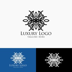 Luxury logo template. Vintage badge frame flourishes. Modern elegant logo design.