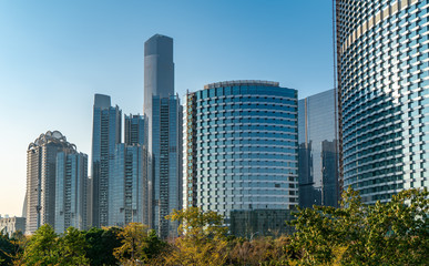 Fototapeta na wymiar Guangzhou Financial District Plaza Architectural Landscape Office Building