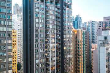 Fototapeta na wymiar skyscraper buildings, city skyline of downtown HongKong -