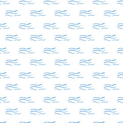 Seamless pattern of watercolor waves on a white background. Use for invitations, birthdays, menus