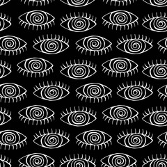 Psychedelic vector illustration eyes contours hand drawing