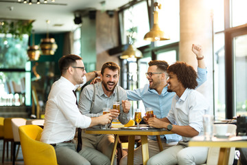 Celebrating good business cooperation at the bar