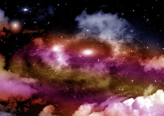 galaxy in a free space. 3D rendering