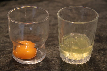 Jaune et blanc d'oeufs séparés