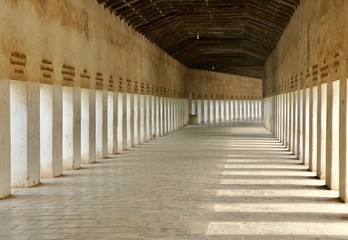 A hallway of Shwezigon temple in the afternoon, Bagan, Myanmar