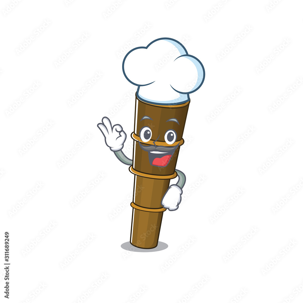 Canvas Prints Funny Chef telescope Scroll cartoon character wearing white hat