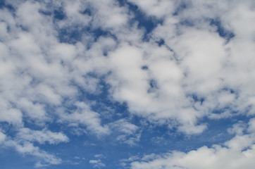 Cumulus clouds in blue sky. Beautiful white cloud and blue sky background texture and wallpaper.