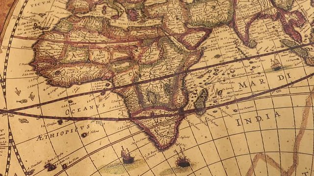 Close up of an old vintage map with map markings and directions