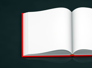 nice highly detailed red fully opened book, knowledge day concept isolated on black background - 3d illustration of object