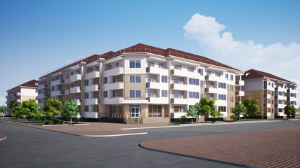 Apartment house, 3D project.	