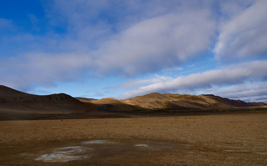 Iceland, Europe, Hervir Geyser Valley enters the Golden Ring of the Iceland tourist route, amazing and unearthly landscape