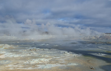 Iceland, Europe, Hervir Geyser Valley enters the Golden Ring of the Iceland tourist route, amazing and unearthly landscape