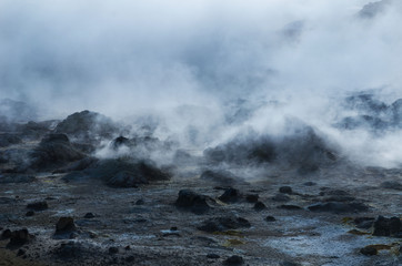 Iceland, Europe, Hervir Geyser Valley enters the Golden Ring of the Iceland tourist route, amazing and unearthly landscape
