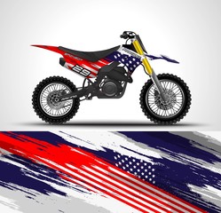 Racing motocross wrap decal and vinyl sticker design. Concept graphic abstract background for wrapping vehicles, motorsports, Sportbikes, motocross, supermoto and livery. Vector illustration.