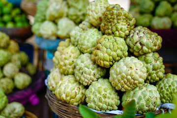 Custard apple bunch in fruit shop 