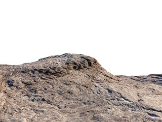 Cliff stone located part of the mountain rock isolated on white background.