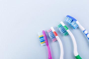 Toothbrushes on blue background