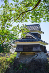 Landscape view of Kumamoto japanese castle view in Kyushu Japan.