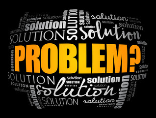 Problem and solution word cloud collage, business concept background