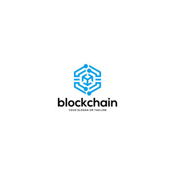 blockchain logo design vector template