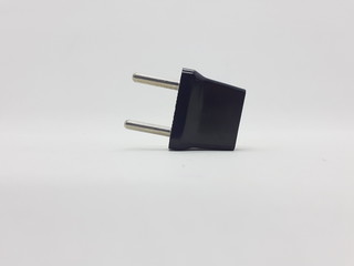 Two Phase Electric Plug Sockets Converter for Electronic Devices in White Isolated Background