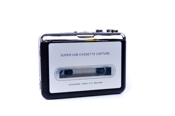 Black and silver plastic usb cassette converter machine