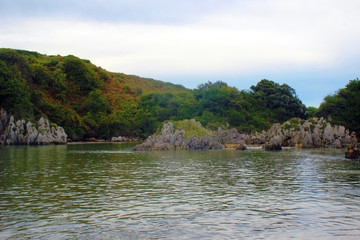 Rough bay with stones and rocks